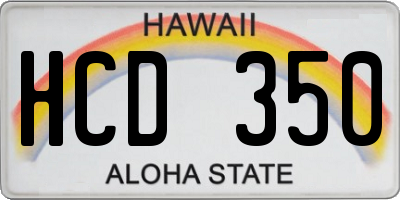 HI license plate HCD350