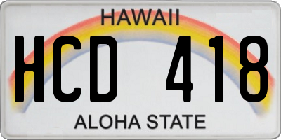 HI license plate HCD418