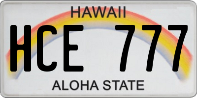 HI license plate HCE777