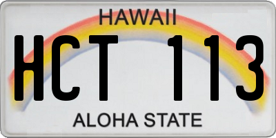HI license plate HCT113