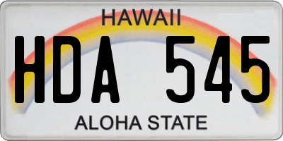 HI license plate HDA545