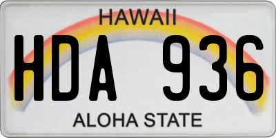 HI license plate HDA936