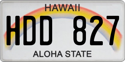 HI license plate HDD827