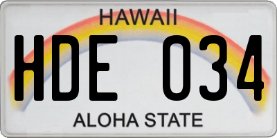 HI license plate HDE034