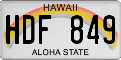 HI license plate HDF849