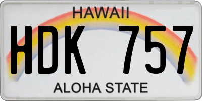 HI license plate HDK757