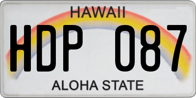 HI license plate HDP087