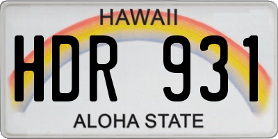 HI license plate HDR931