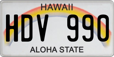 HI license plate HDV990