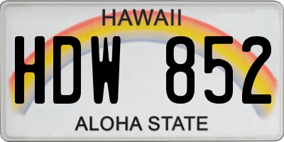 HI license plate HDW852