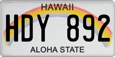 HI license plate HDY892