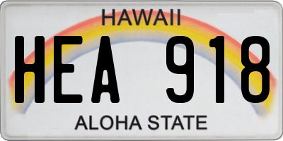 HI license plate HEA918