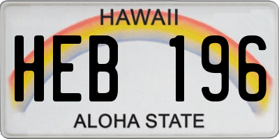 HI license plate HEB196
