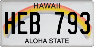 HI license plate HEB793