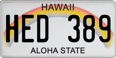 HI license plate HED389