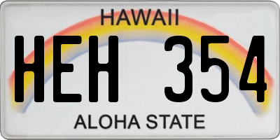 HI license plate HEH354