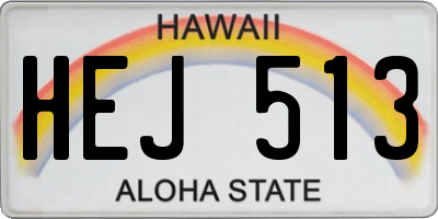 HI license plate HEJ513