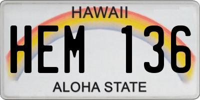 HI license plate HEM136