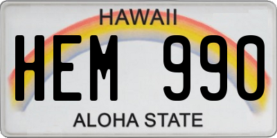 HI license plate HEM990