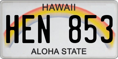HI license plate HEN853