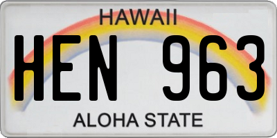 HI license plate HEN963