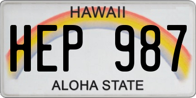 HI license plate HEP987