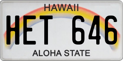 HI license plate HET646