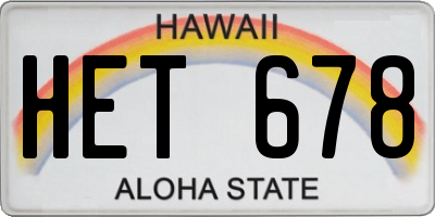 HI license plate HET678