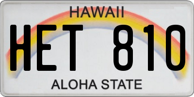 HI license plate HET810