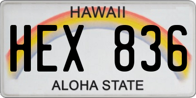 HI license plate HEX836