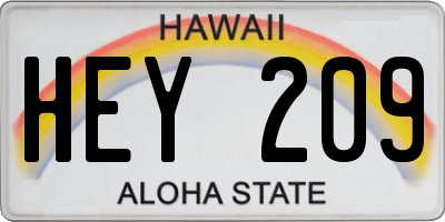 HI license plate HEY209