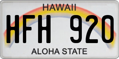 HI license plate HFH920