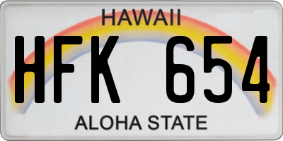 HI license plate HFK654