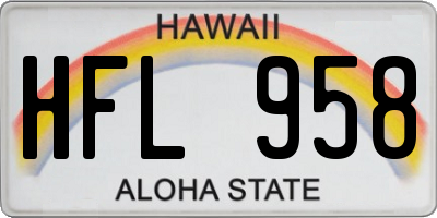 HI license plate HFL958
