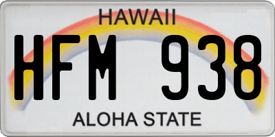 HI license plate HFM938