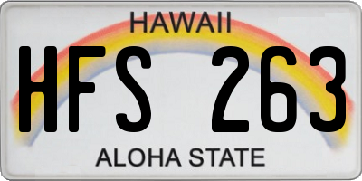 HI license plate HFS263