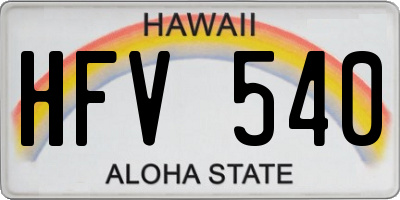 HI license plate HFV540