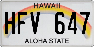 HI license plate HFV647