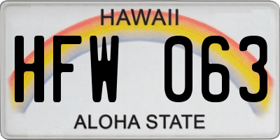 HI license plate HFW063