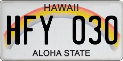 HI license plate HFY030