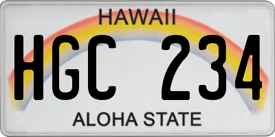 HI license plate HGC234