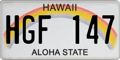 HI license plate HGF147