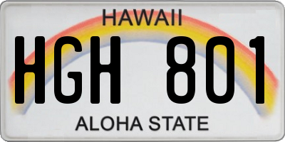 HI license plate HGH801