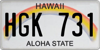 HI license plate HGK731