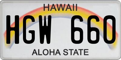 HI license plate HGW660