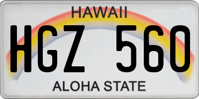 HI license plate HGZ560