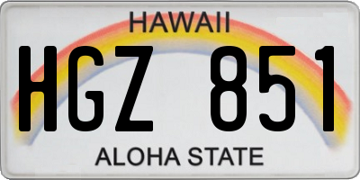 HI license plate HGZ851