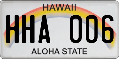 HI license plate HHA006