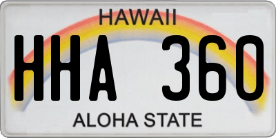 HI license plate HHA360