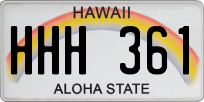 HI license plate HHH361
